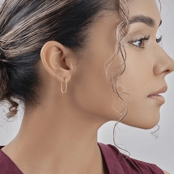Sterling Forever Sterling Silver Linear Hoops - Picture 1 of 4